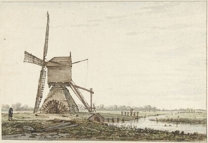 Landschap met poldermolen