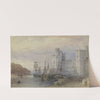 Landschap met schepen voor Caernarvon Castle by William Callow