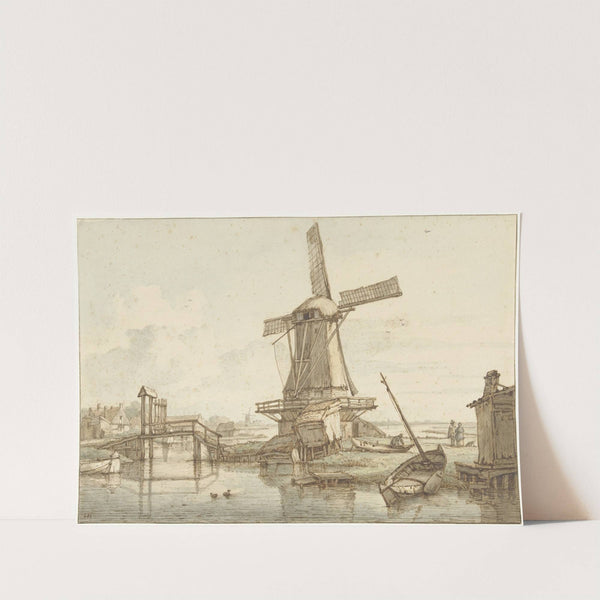 Landschap met windmolen by Jan Hulswit
