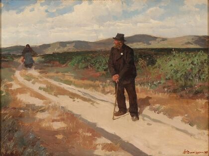 Landskab med en mand og en kone på en grusvej (1903)