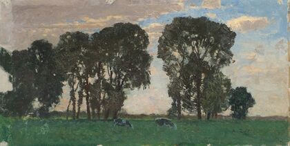 Langenpreising, Viehweide mit großen Bäumen (1897)