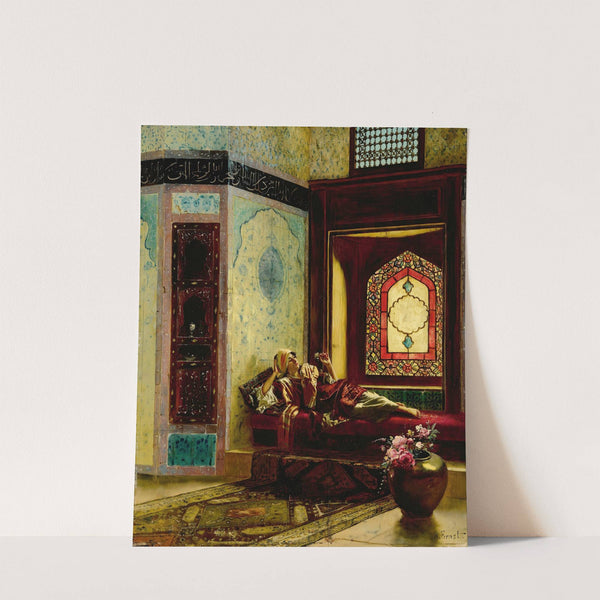 Languorous oriental lady with a rose by Rudolf Ernst