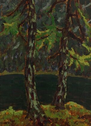 Larch Trees by the Lake in Dobiacco (1929)