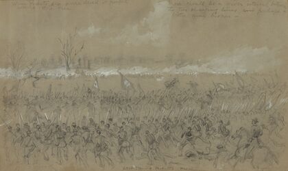 Last stand of Picketts men. Battle of Five Forks