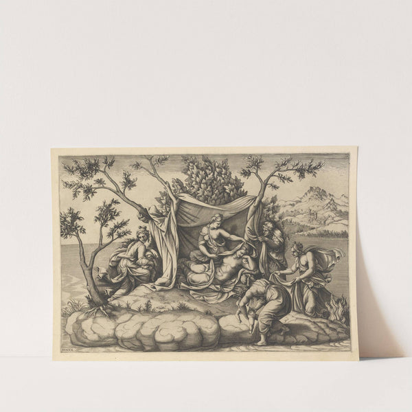 Latona Giving Birth to Apollo and Diana on the Island of Delos by Diana Scultori