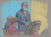 Lawyer speaking in front of others during the trial of Genene Jones for the murder of a child