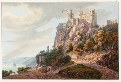Le château de Rheinstein, appartenant a S.A.R. le Prince Fréderic de Prusse