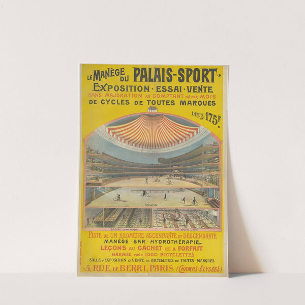 Le manège Palais Sport, exposition, essai, vente de cycles de toutes marques. 5 rue de Berri, Paris (1897) by Imp. Paul Dupont