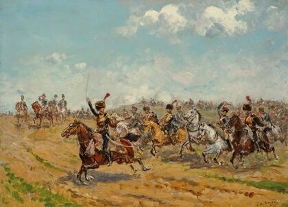 Le marÃ©chal Augereau, aprÃ¨s avoir dirigÃ© la division Heudelet, dÃ©ploie son artillerie sur le plateau du Landgrafenberg Ã  la bataille d’IÃ©na le 14 octobre 1806