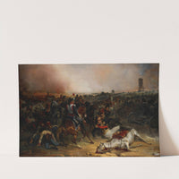 Le maréchal d'Empire Louis Nicolas Davout, tombé de cheval, ordonne l'assaut de Markgrafneusiedl lors de la bataille de Wagram by Jean-Charles Langlois