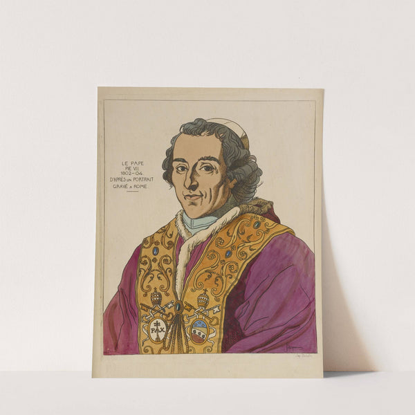 Le Pape Pie VII. 1802-04. D&#039;après un portrait gravé a Rome. by Raphaël Jacquemin