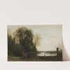 Le pêcheur en barque à la rive by Jean-Baptiste-Camille Corot