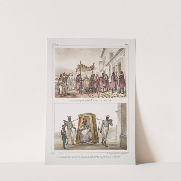 Le saint viatique porté chez un malade; Transport d&#8217;un enfant blanc, pour être baptisé à l&#8217;église (1834 - 1839) by Jean Baptiste Debret