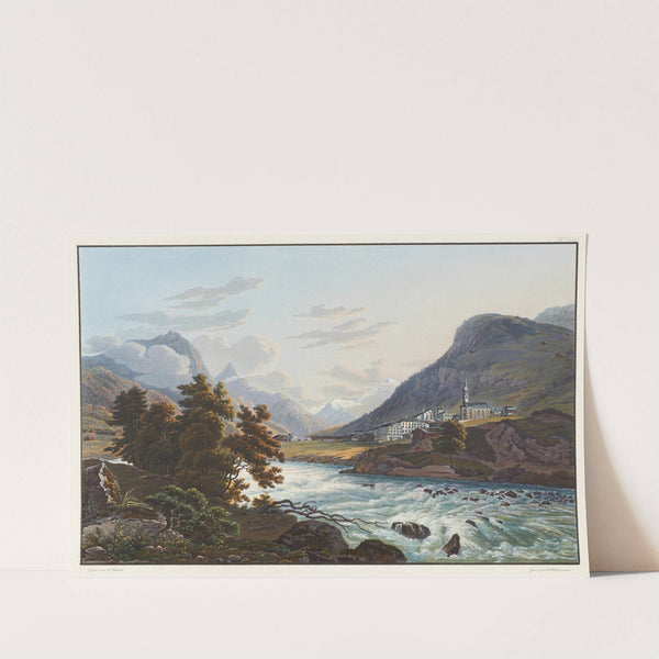 Le village de Splügen, vers le glacier de Rheinwald by Johann Ludwig Bleuler