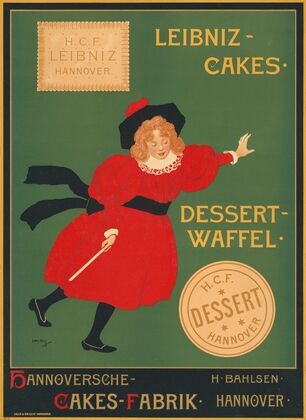 Leibniz-Keks. Dessert-Waffel. Keksfabrik H. Bahlsen Hannover (1897)