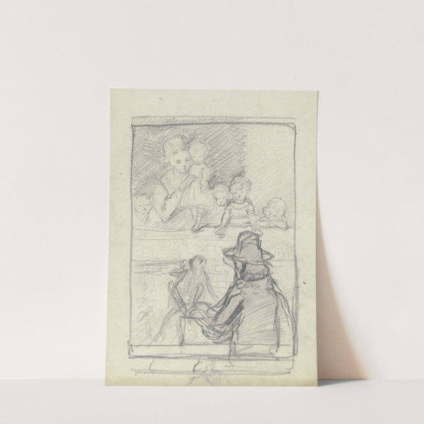 Leierkastenmann mit Affe vor Zuschauern by Otto Scholderer