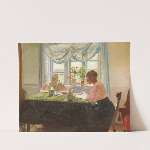 Lektielæsning ved vinduet by Michael Ancher
