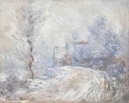 L’entrée de Giverny sous la neige