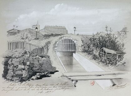 L’entrée de la Bièvre dans Paris rue de Tolbiac, 13ème arrondissement (1887)
