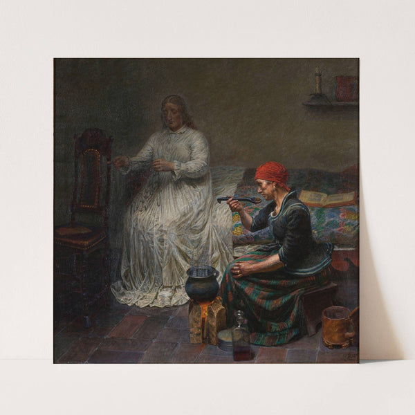 Leonora Christina in Blaataarn. The woman is cooking porridge (1896) by Kristian Zahrtmann