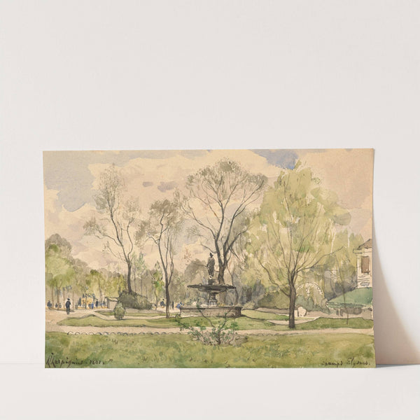 Les jardins des Champs-Elysées avec la fontaine de Diane de Jacques Hittorff, Paris by Henri-Joseph Harpignies