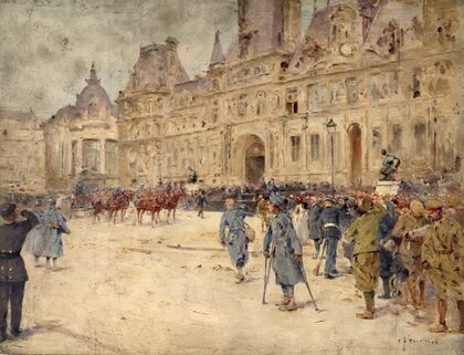 Les mutilÃ©s assistent aux obsÃ¨ques du gÃ©nÃ©ral GalliÃ©ni, sur la place de l’HÃ´tel-de-Ville (1er juin 1916)
