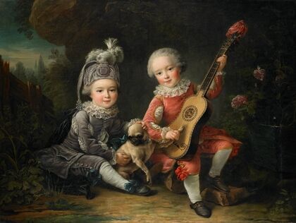 Les Portraits de MM. de Béthune jouant avec un chien (Portraits of Marquis Béthune’s Children Playing with a Dog)