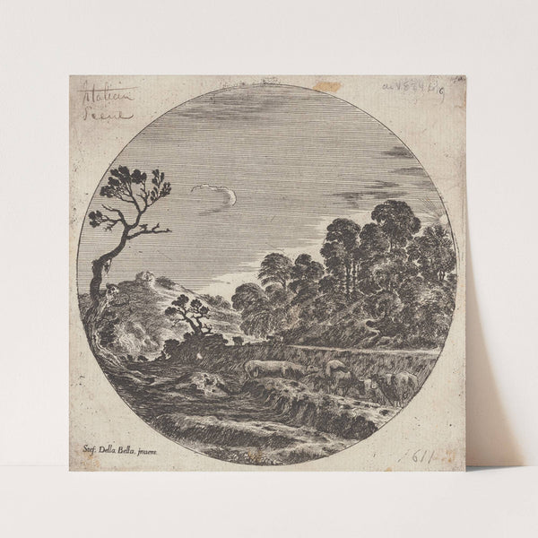 Les vaches qui paissent dans le vallon. (1601-1700) by Stefano Della Bella