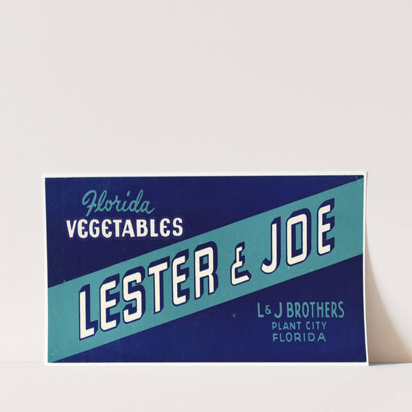 Lester and Joe Florida Vegetables Label (1930-1950)