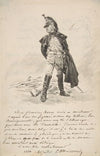 Letter to Samuel P. Avery with a drawing of a military figure