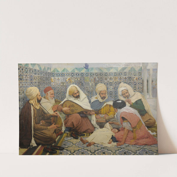 L’Exorcisme ; musiciens arabes chassant les djinns du corps d’un enfant (1884) by André Brouillet