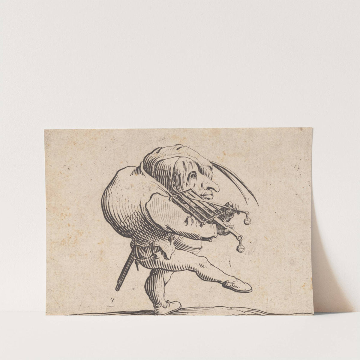 L'homme dansant en râclant un gril en guise de violon by Jacques Callot