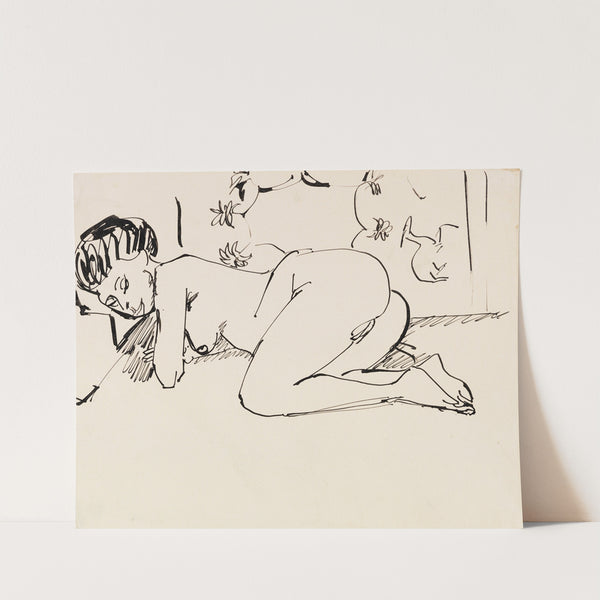 Liegender Mädchenakt (Akt vor Wandbehang) (1910) by Ernst Ludwig Kirchner