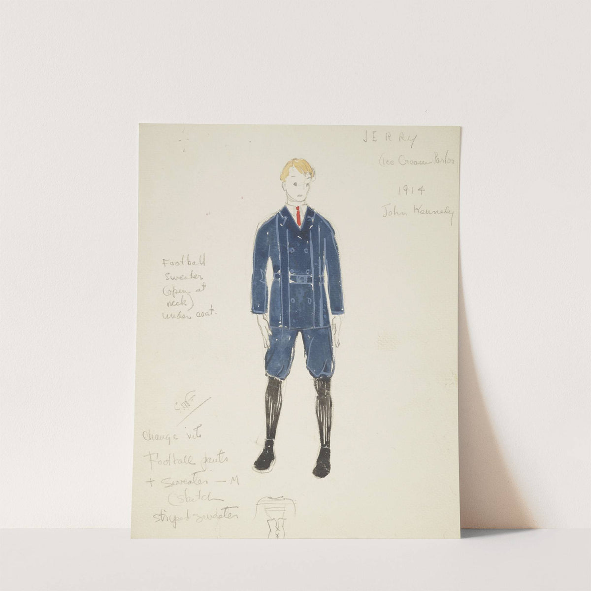 Life and Death of an American: Jerry blue suit, red tie, brown knee socks (1934-1943) by Alex Jones