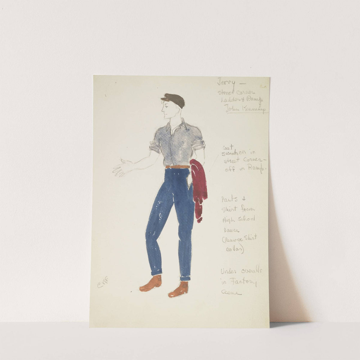 Life and Death of an American: Jerry grey shirt, blue pants, green cap, red sweater (1934-1943) by Alex Jones