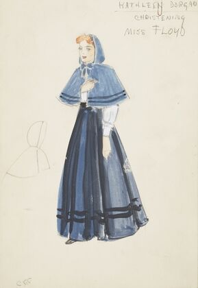 Life and Death of an American: Kathleen Dorgan Christening Miss Floyd blue hooded cape, with blue skirt (1934-1943)