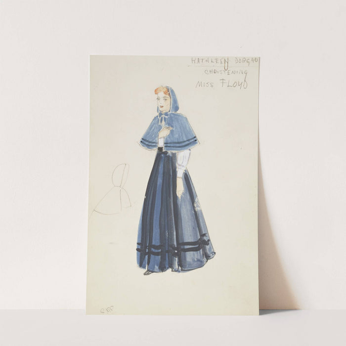 Life and Death of an American: Kathleen Dorgan Christening Miss Floyd blue hooded cape, with blue skirt (1934-1943) by Alex Jones
