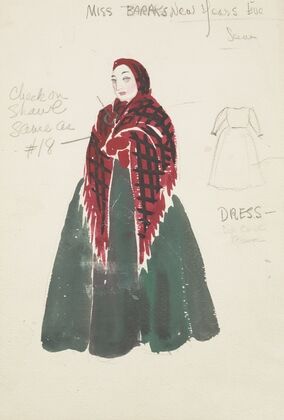 Life and Death of an American: Miss Baraks green dress, red and black shawl (1934-1943) — size preview