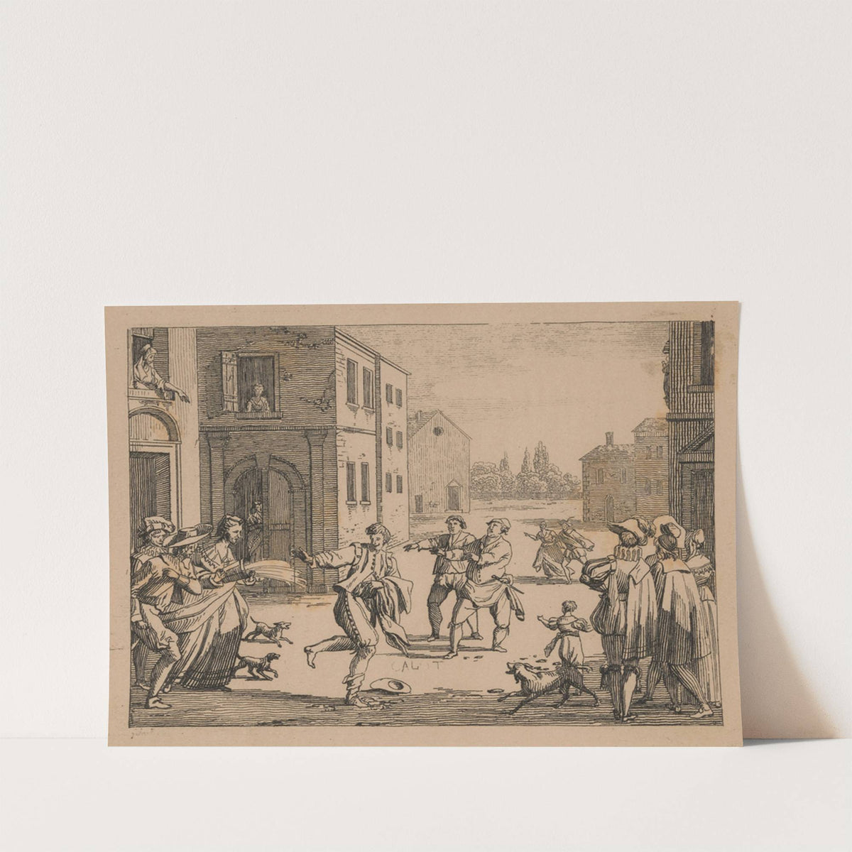 Life of the Prodigal Son – The Prodigal Son has become poor and is chased from the inn by Jacques Callot