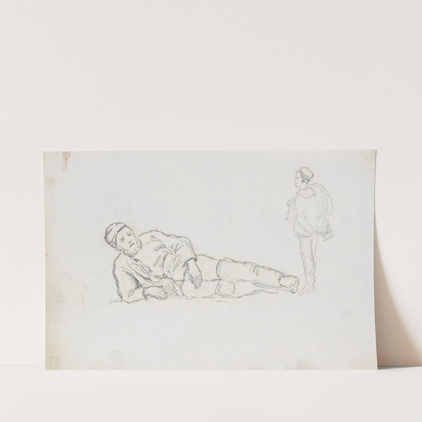 Liggende fisker; matros (1881) by Hans Gude