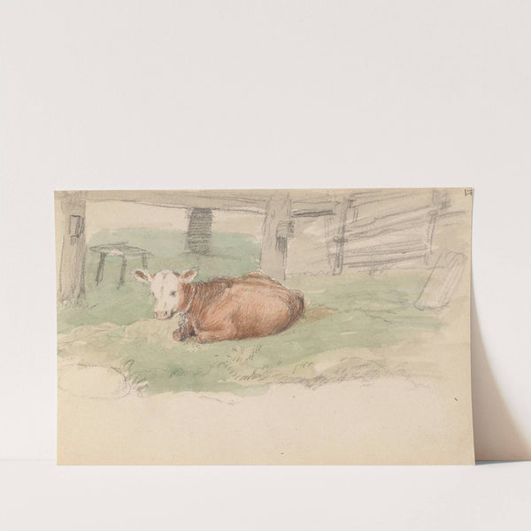 Liggende kalv (1852) by Adolph Tidemand