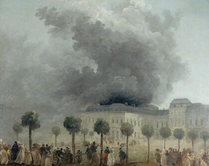 L’incendie de l’OpÃ©ra, vu des jardins du Palais-Royal, le 8 juin 1781