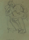 Lincoln resting in chair, top hat in lap