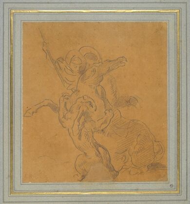 Lion Attacking a Horse with Rider (Sketch for The Tiger Hunt)