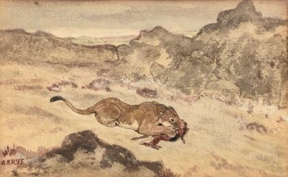 Lion Devouring A Gazelle