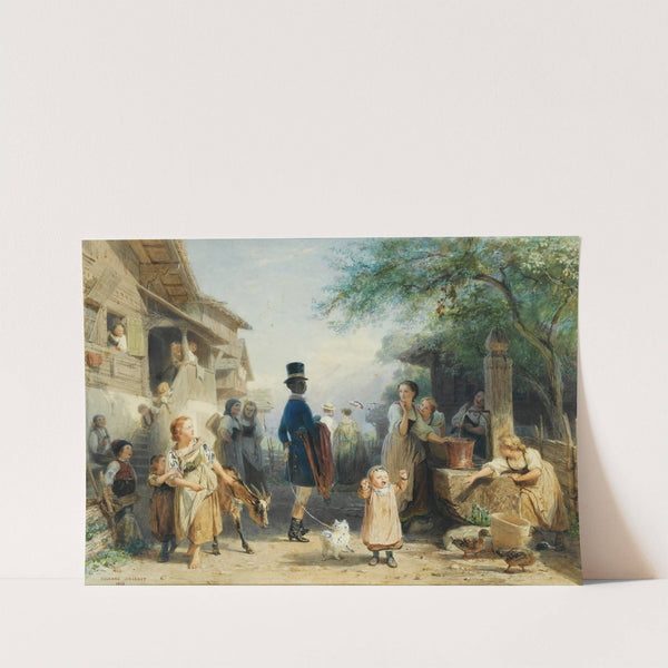 Lively village scene (1868) by Edouard Girardet