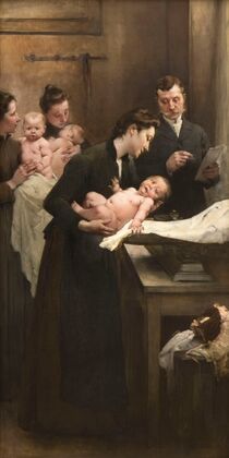 ‘L’Œuvre de la goutte de lait’ au dispensaire de Belleville (triptyque) (1903)