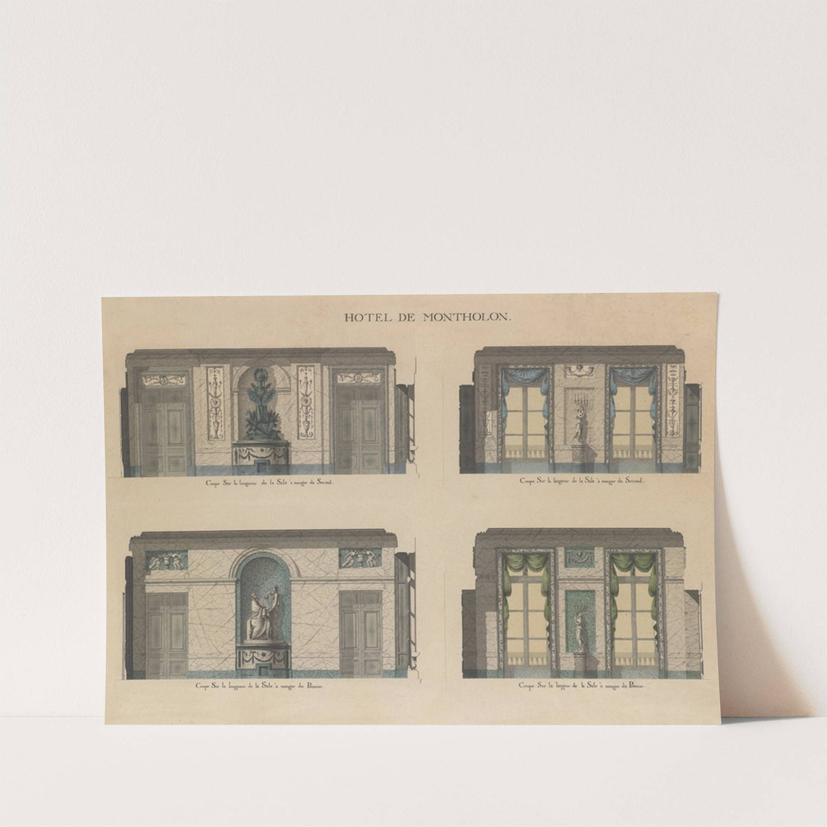 Longitudinal and Cross Sections of the Dining Rooms of the Hôtel de Montholon by Jean Jacques Lequeu