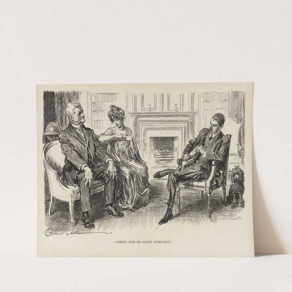 Looking over his latest investment (1916) by Charles Dana Gibson