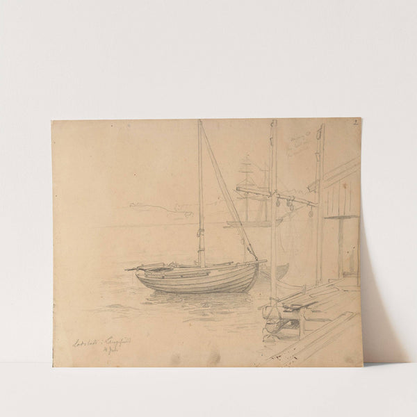 Losbåt i Langesund (1862) by Hans Gude